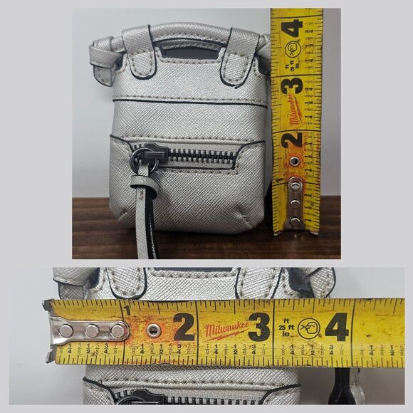 Foley & Corinna Silver Leather Tiny Disco City Satchel Handbag Charm Coin Purse - Picture 12 of 12